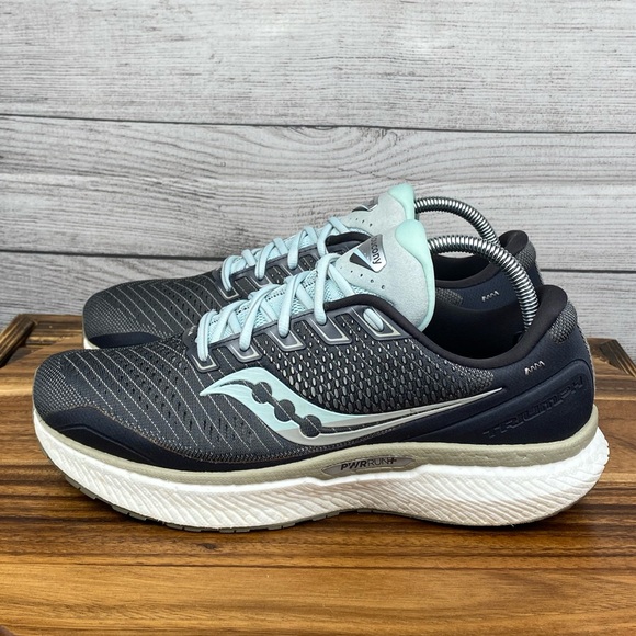 Saucony Shoes - Saucony Triumph 18 Charcoal Grey Sky Blue Running Shoe S10595-40 Women’s Size 10